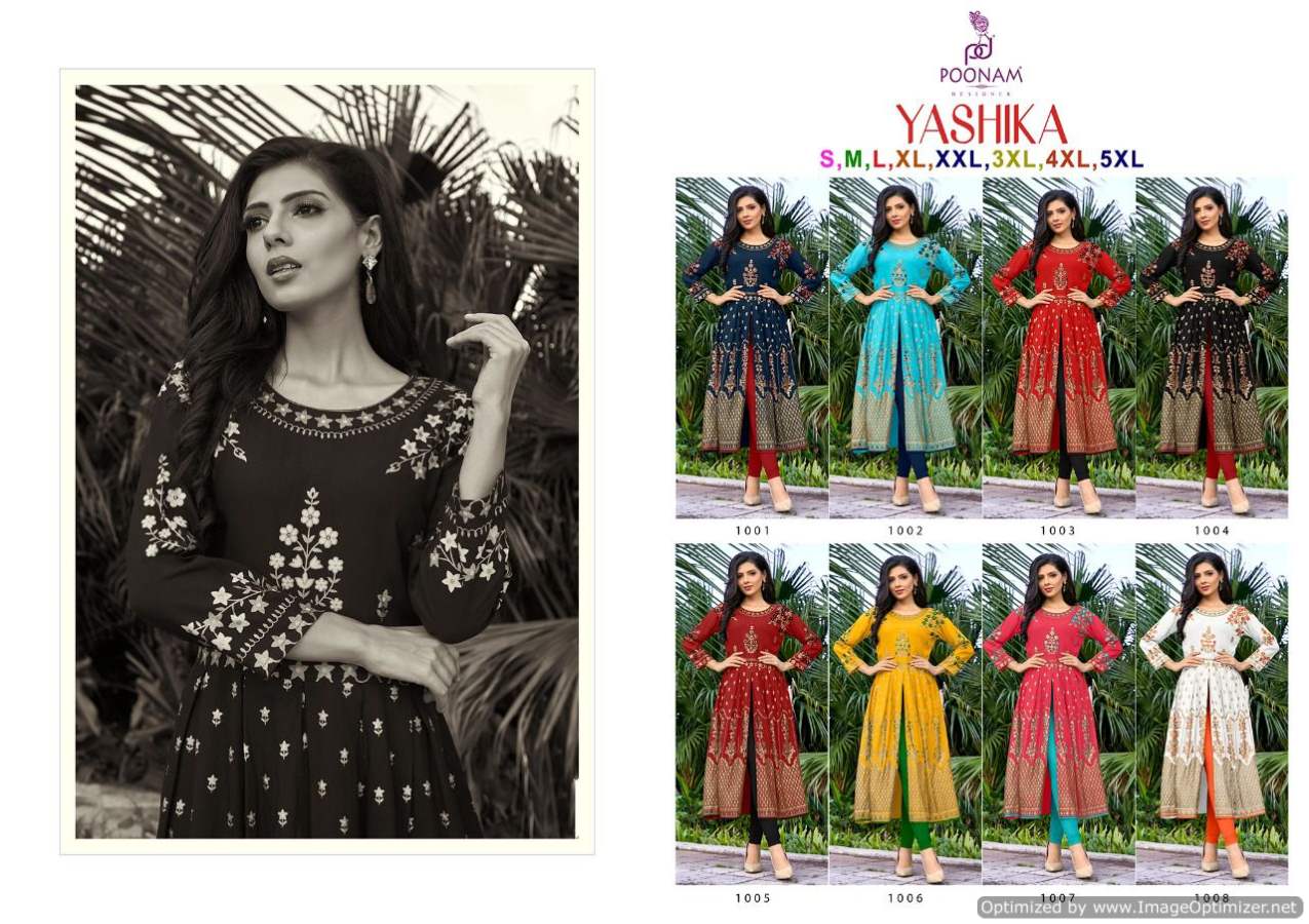 Poonam Yashika Latest Ethnic Wear Rayon Foil Printed Kurti Collection